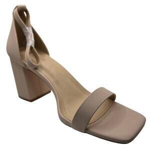 NWOT Perphy Women's Open Toe Ankle Strap Block High Heels Sandals Nude11